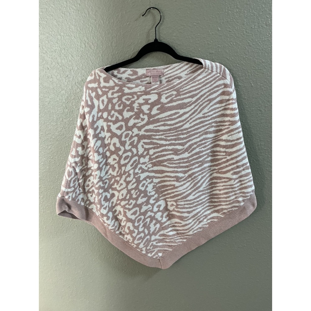 Barefoot Dreams CozyChic Ultra Lite Animal Print Poncho Pink White BDWCU1966 OS